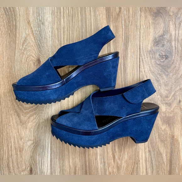 Pedro Garcia Navy Suede Slingback Platform Sandals EU 36.5 - Picture 5 of 6